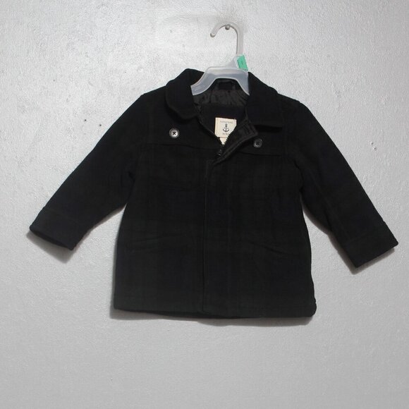 Lands end navy plaid fleece jacket - Picture 1 of 7